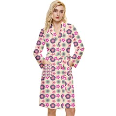 Cute Floral Pattern Long Sleeve Velvet Robe by GardenOfOphir