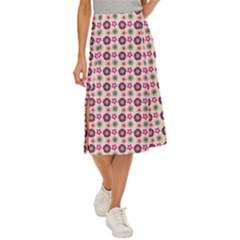 Cute Floral Pattern Midi Panel Skirt by GardenOfOphir