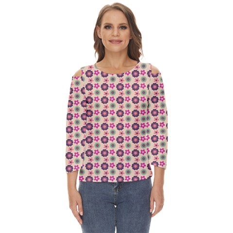 Cute Floral Pattern Cut Out Wide Sleeve Top by GardenOfOphir