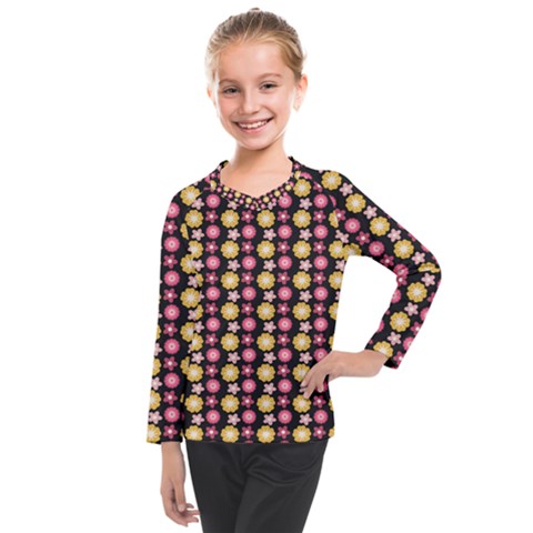 Cute Floral Pattern Kids  Long Mesh Tee by GardenOfOphir