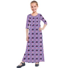 Cute Floral Pattern Kids  Quarter Sleeve Maxi Dress by GardenOfOphir