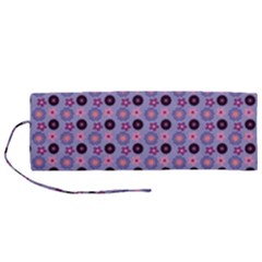 Cute Floral Pattern Roll Up Canvas Pencil Holder (m) by GardenOfOphir