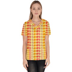 Colorful Leaf Pattern Women s V-neck Scrub Top by GardenOfOphir