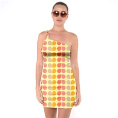 Colorful Leaf Pattern One Shoulder Ring Trim Bodycon Dress by GardenOfOphir