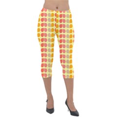 Colorful Leaf Pattern Lightweight Velour Capri Leggings  by GardenOfOphir