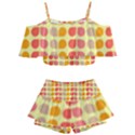 Colorful Leaf Pattern Kids  Off Shoulder Skirt Bikini View1