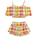 Colorful Leaf Pattern Kids  Off Shoulder Skirt Bikini View2