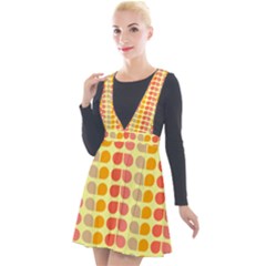 Colorful Leaf Pattern Plunge Pinafore Velour Dress by GardenOfOphir