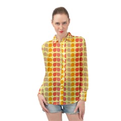 Colorful Leaf Pattern Long Sleeve Chiffon Shirt