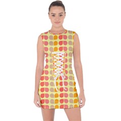 Colorful Leaf Pattern Lace Up Front Bodycon Dress by GardenOfOphir