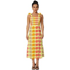 Colorful Leaf Pattern Tie-strap Tiered Midi Chiffon Dress by GardenOfOphir