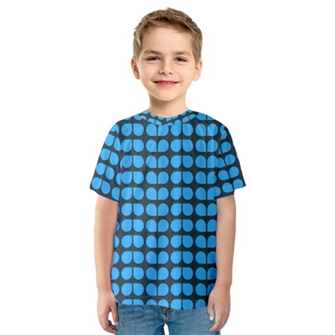 Blue Gray Leaf Pattern Kids  Sport Mesh Tee by GardenOfOphir