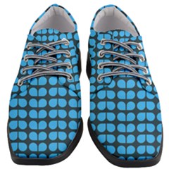 Blue Gray Leaf Pattern Women Heeled Oxford Shoes