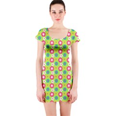 Cute Floral Pattern Short Sleeve Bodycon Dress by GardenOfOphir