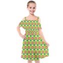 Cute Floral Pattern Kids  Cut Out Shoulders Chiffon Dress View1