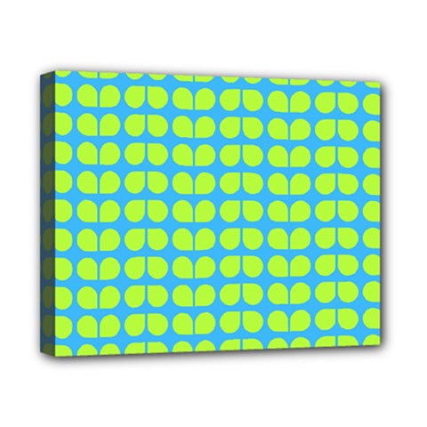 Blue Lime Leaf Pattern Canvas 10  X 8  (stretched) by GardenOfOphir