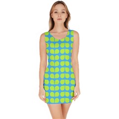 Blue Lime Leaf Pattern Bodycon Dress by GardenOfOphir