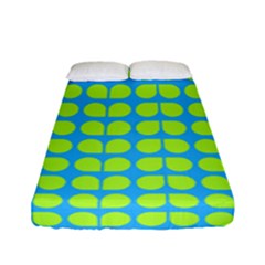 Blue Lime Leaf Pattern Fitted Sheet (full/ Double Size) by GardenOfOphir