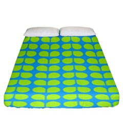 Blue Lime Leaf Pattern Fitted Sheet (king Size) by GardenOfOphir