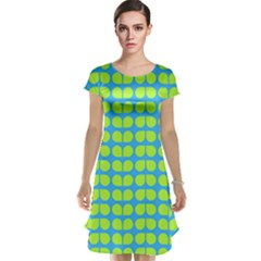 Blue Lime Leaf Pattern Cap Sleeve Nightdress by GardenOfOphir