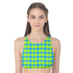 Blue Lime Leaf Pattern Tank Bikini Top by GardenOfOphir