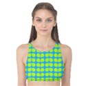 Blue Lime Leaf Pattern Tank Bikini Top View1