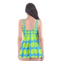 Blue Lime Leaf Pattern Skater Dress Swimsuit View2