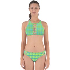 Blue Lime Leaf Pattern Perfectly Cut Out Bikini Set by GardenOfOphir