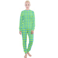 Blue Lime Leaf Pattern Women s Lounge Set by GardenOfOphir