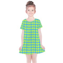 Blue Lime Leaf Pattern Kids  Simple Cotton Dress by GardenOfOphir