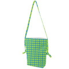 Blue Lime Leaf Pattern Folding Shoulder Bag by GardenOfOphir