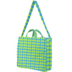 Blue Lime Leaf Pattern Square Shoulder Tote Bag by GardenOfOphir