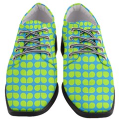 Blue Lime Leaf Pattern Women Heeled Oxford Shoes by GardenOfOphir