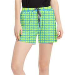 Blue Lime Leaf Pattern Women s Runner Shorts by GardenOfOphir