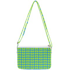 Blue Lime Leaf Pattern Double Gusset Crossbody Bag by GardenOfOphir