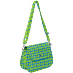 Blue Lime Leaf Pattern Saddle Handbag by GardenOfOphir