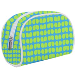 Blue Lime Leaf Pattern Make Up Case (large) by GardenOfOphir