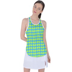 Blue Lime Leaf Pattern Racer Back Mesh Tank Top by GardenOfOphir