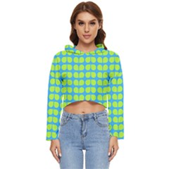 Blue Lime Leaf Pattern Women s Lightweight Cropped Hoodie by GardenOfOphir