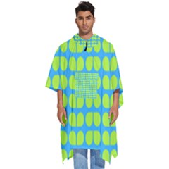 Blue Lime Leaf Pattern Men s Hooded Rain Ponchos by GardenOfOphir