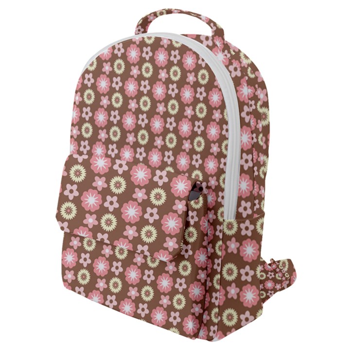 Cute Floral Pattern Flap Pocket Backpack (Small)