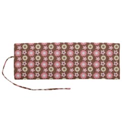 Cute Floral Pattern Roll Up Canvas Pencil Holder (m) by GardenOfOphir