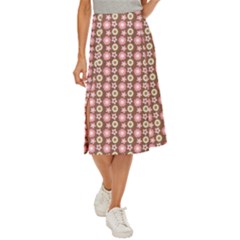 Cute Floral Pattern Midi Panel Skirt by GardenOfOphir