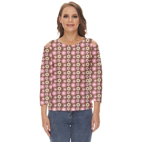 Cute Floral Pattern Cut Out Wide Sleeve Top by GardenOfOphir