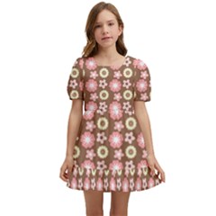 Cute Floral Pattern Kids  Short Sleeve Dolly Dress by GardenOfOphir