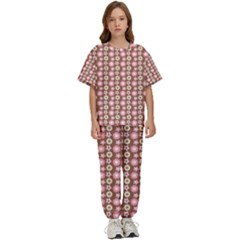 Cute Floral Pattern Kids  Tee And Pants Sports Set by GardenOfOphir