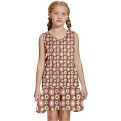 Cute Floral Pattern Kids  Sleeveless Tiered Mini Dress by GardenOfOphir