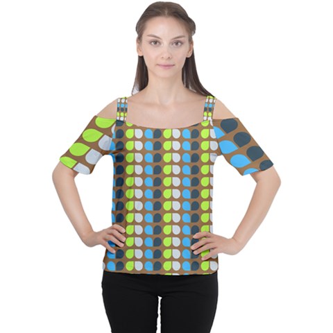 Colorful Leaf Pattern Cutout Shoulder Tee by GardenOfOphir