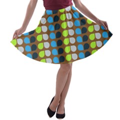 Colorful Leaf Pattern A-line Skater Skirt by GardenOfOphir