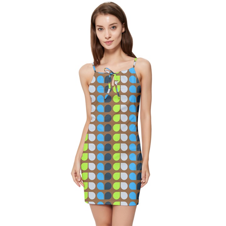 Colorful Leaf Pattern Summer Tie Front Dress